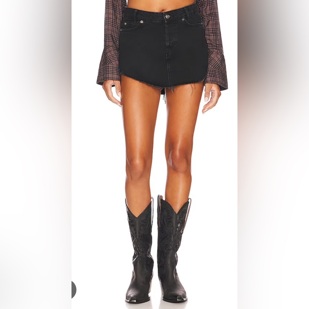 sky high free people denim skirt